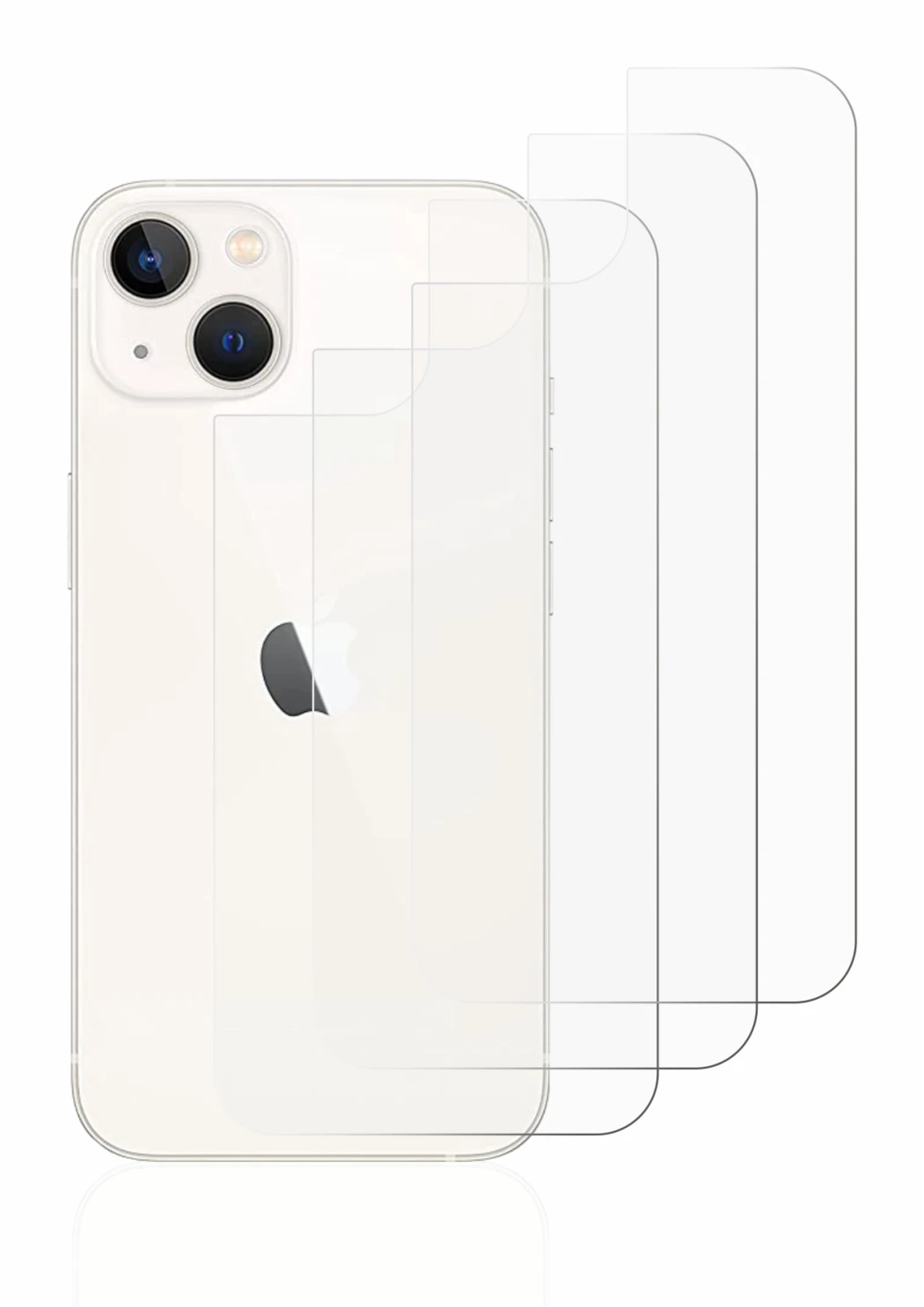 Immagine del dispositivo Apple iPhone 13 (Posteriore) con un'ampia varietà di protezioni per lo schermo.