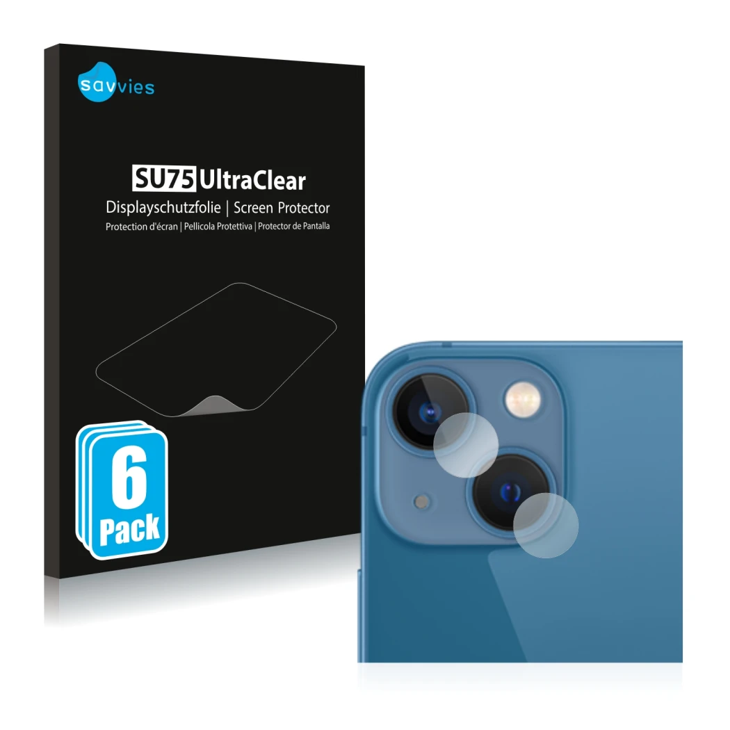 Parte frontale di una confezione del prodotto con il logo del marchio Savvies. Accanto è raffigurato il dispositivo Apple iPho