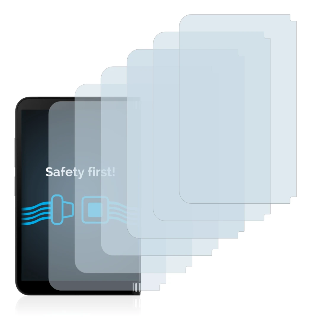 Immagine del dispositivo Microsoft Surface Duo 2 (Display esterno) con un'ampia varietà di protezioni per lo schermo.