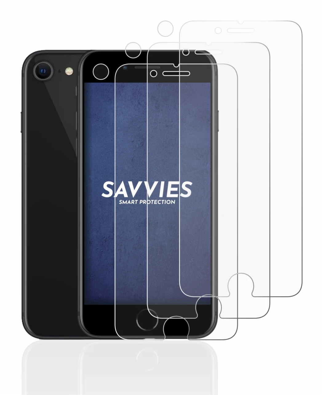 Immagine del dispositivo Apple iPhone SE 2 2020 (Fronte+Fotocamera) con un'ampia varietà di protezioni per lo schermo.