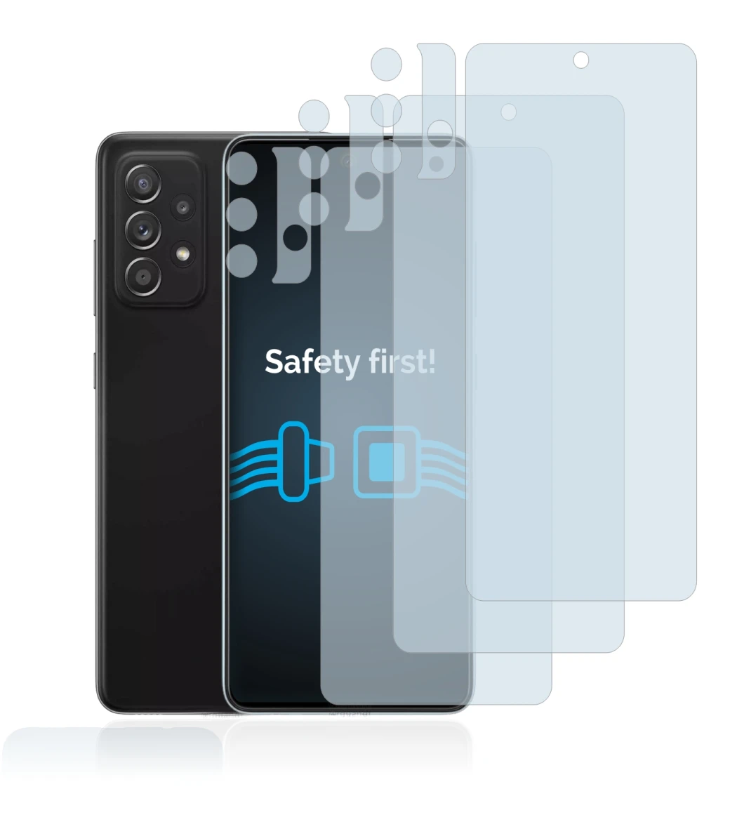 Immagine del dispositivo Samsung Galaxy A52 5G (Fronte+Fotocamera) con un'ampia varietà di protezioni per lo schermo.