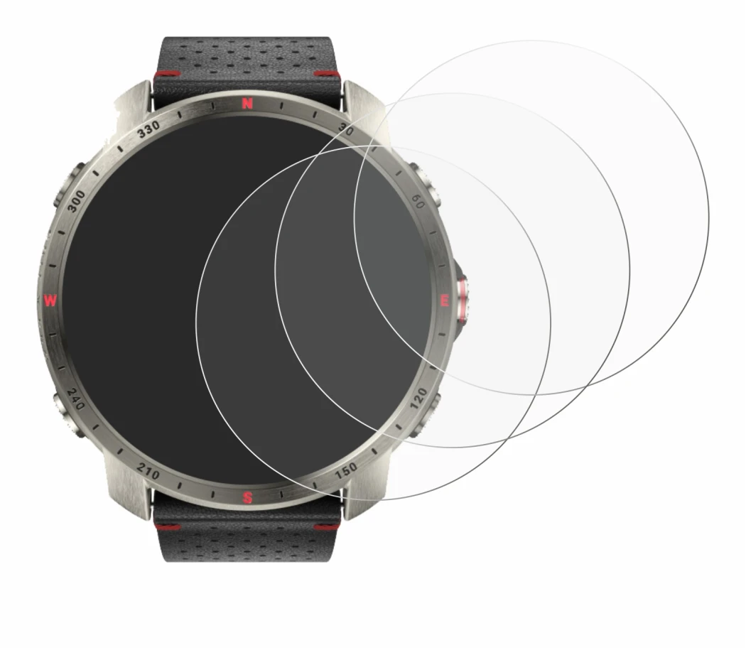 Immagine del dispositivo Polar Grit X Pro Titan con un'ampia varietà di protezioni per lo schermo.