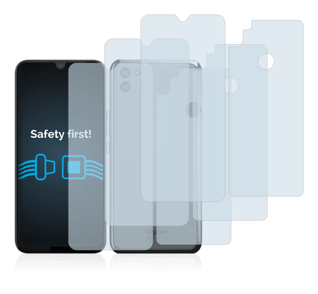Immagine del dispositivo Gigaset GS5 (Fronte+Retro) con un'ampia varietà di protezioni per lo schermo.