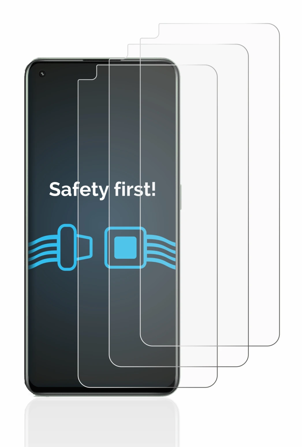 Immagine del dispositivo realme GT 2 Pro con un'ampia varietà di protezioni per lo schermo.