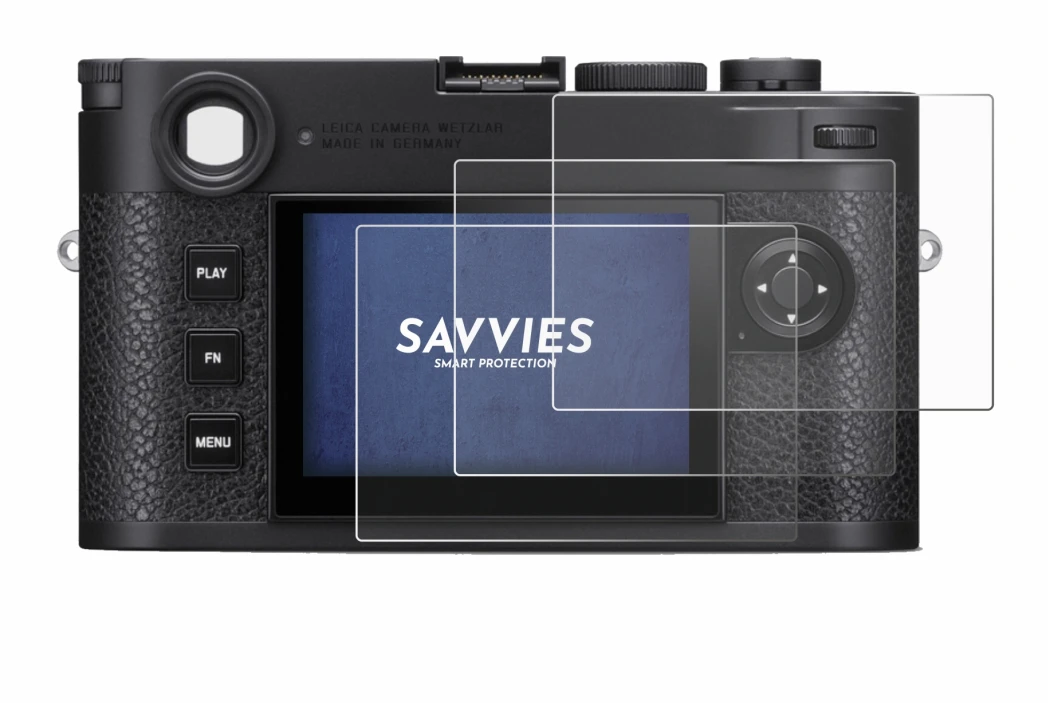 Immagine del dispositivo Leica M11 con un'ampia varietà di protezioni per lo schermo.