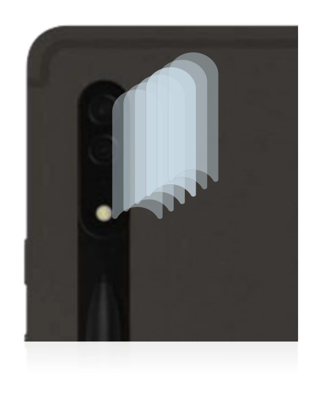 Immagine del dispositivo Samsung Galaxy Tab S8 Ultra 5G (SOLO Fotocamera) con un'ampia varietà di protezioni per lo schermo.