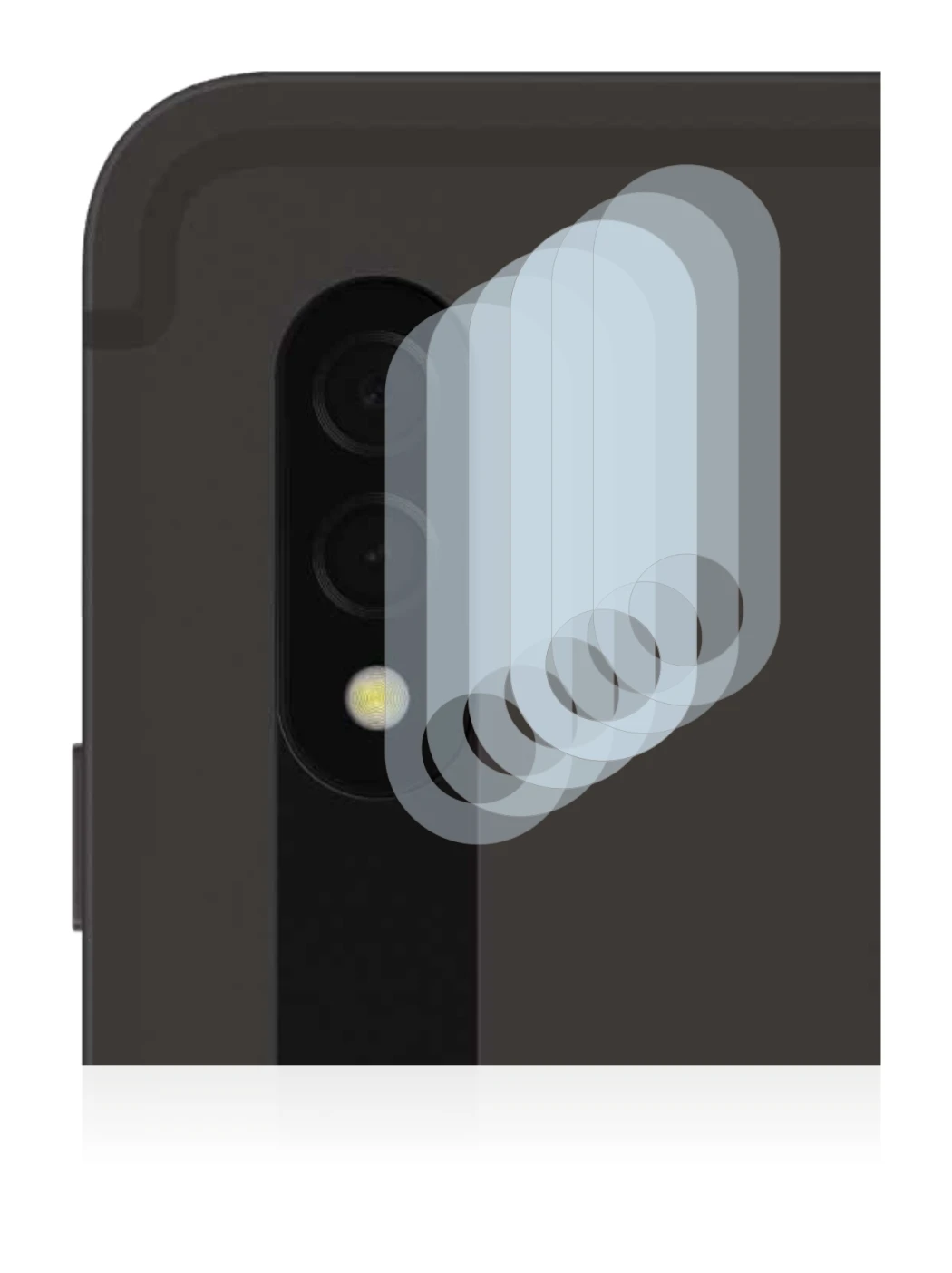 Immagine del dispositivo Samsung Galaxy Tab S8 Plus WiFi (SOLO Fotocamera) con un'ampia varietà di protezioni per lo schermo.