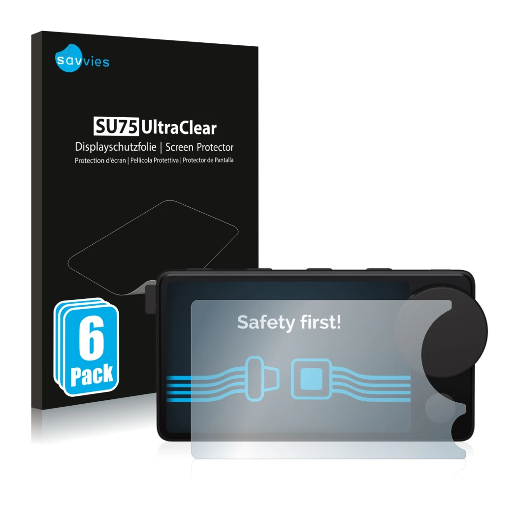 Parte frontale di una confezione del prodotto con il logo del marchio Savvies. Accanto è raffigurato il dispositivo Spotify Ca