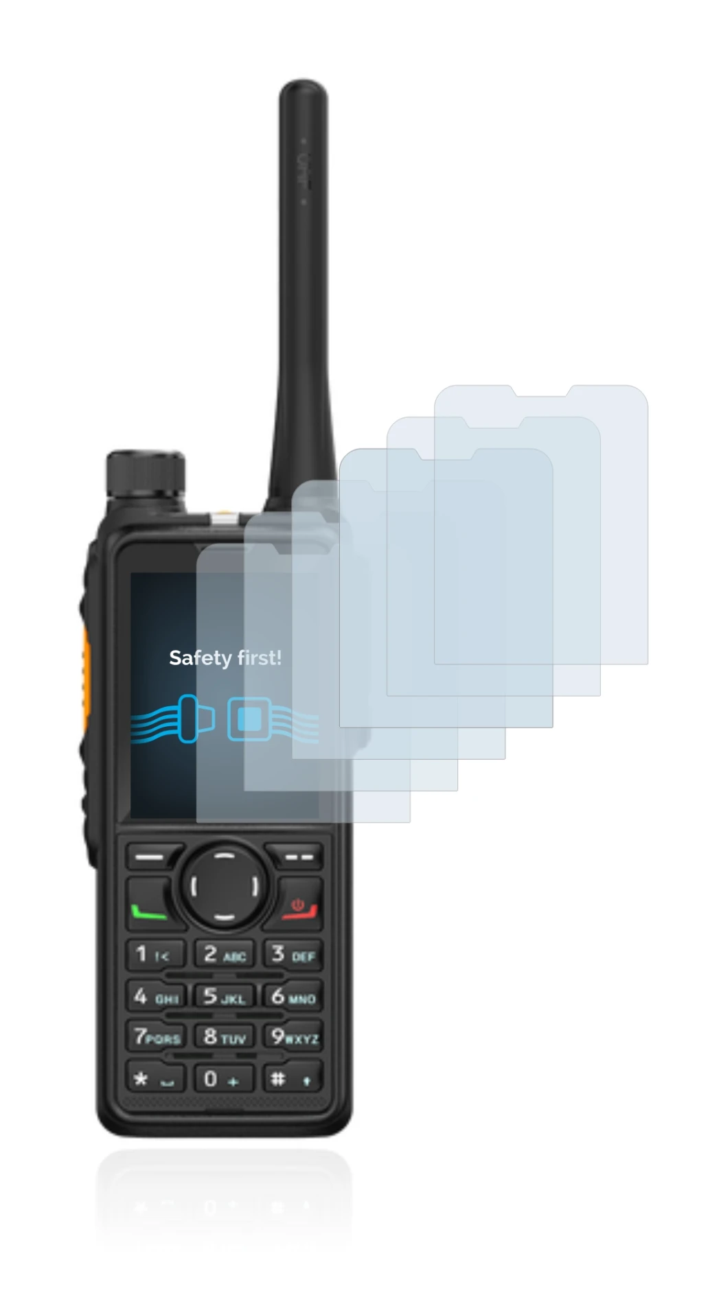 Immagine del dispositivo Hytera HP785 con un'ampia varietà di protezioni per lo schermo.