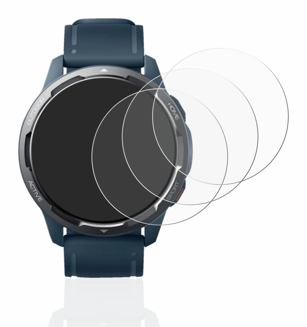 Immagine del dispositivo Xiaomi Watch S1 Active con un'ampia varietà di protezioni per lo schermo.