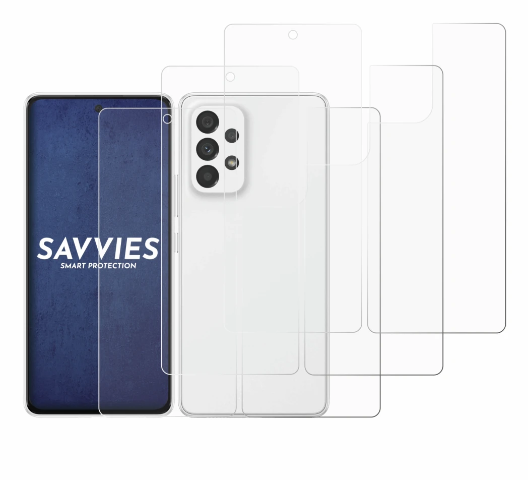 Immagine del dispositivo Samsung Galaxy A53 5G (Fronte+Retro) con un'ampia varietà di protezioni per lo schermo.