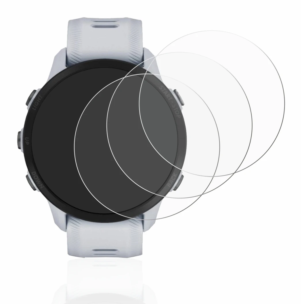 Immagine del dispositivo Garmin Forerunner 955 con un'ampia varietà di protezioni per lo schermo.