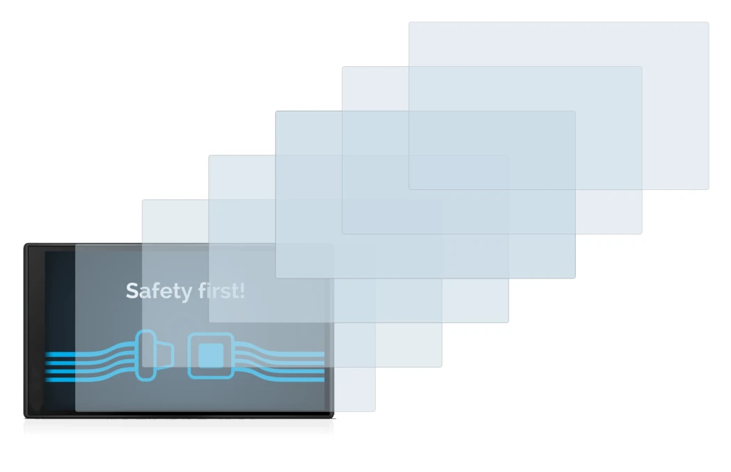 Immagine del dispositivo Garmin DriveSmart 66 con un'ampia varietà di protezioni per lo schermo.