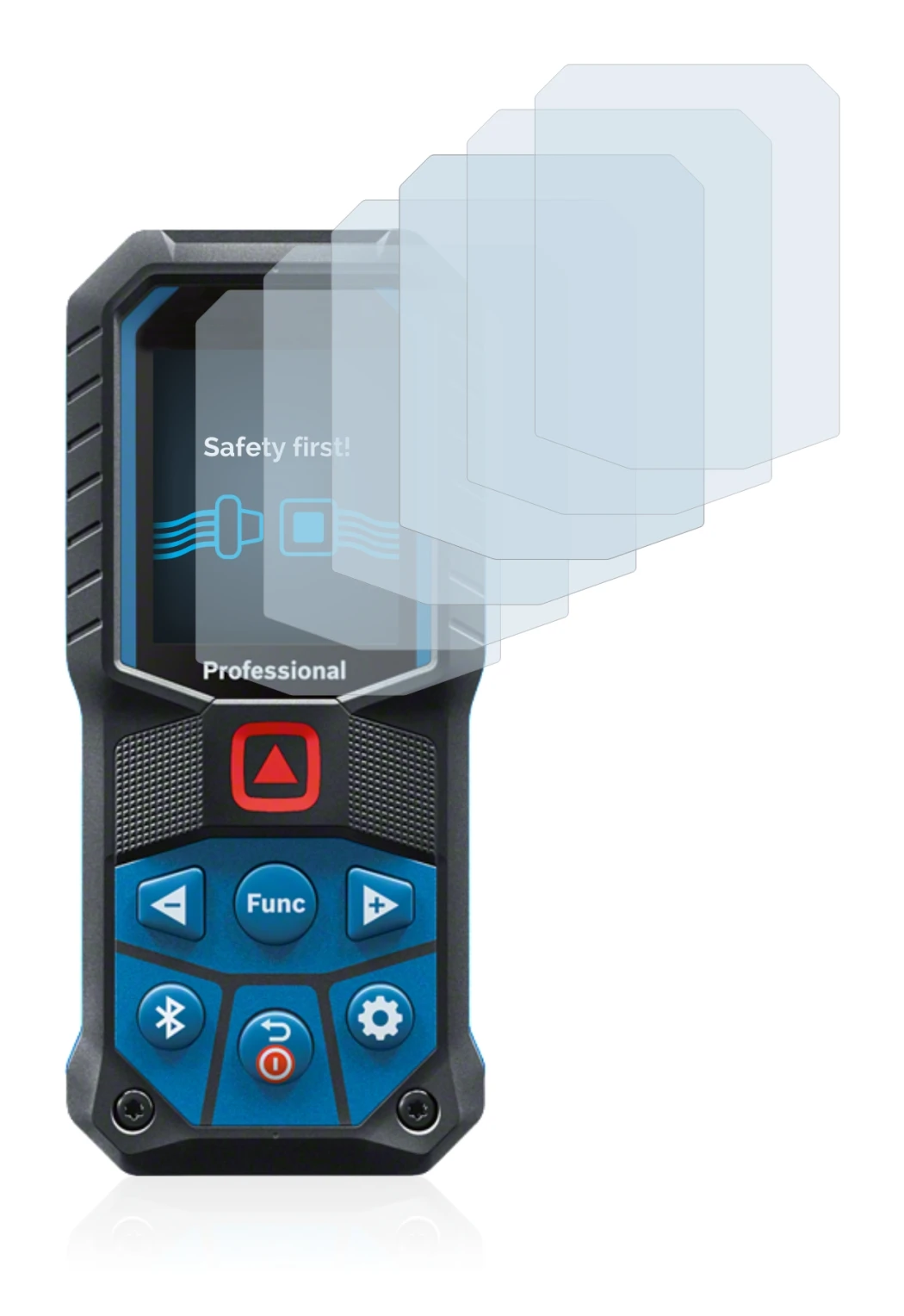 Immagine del dispositivo Bosch GLM 50-27 C con un'ampia varietà di protezioni per lo schermo.