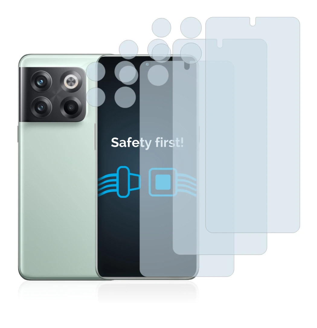 Immagine del dispositivo OnePlus 10T 5G (Fronte+Fotocamera) con un'ampia varietà di protezioni per lo schermo.
