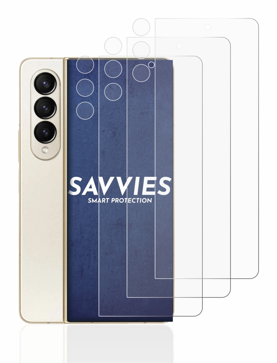 Immagine del dispositivo Samsung Galaxy Z Fold 4 (Fronte+Fotocamera) con un'ampia varietà di protezioni per lo schermo.