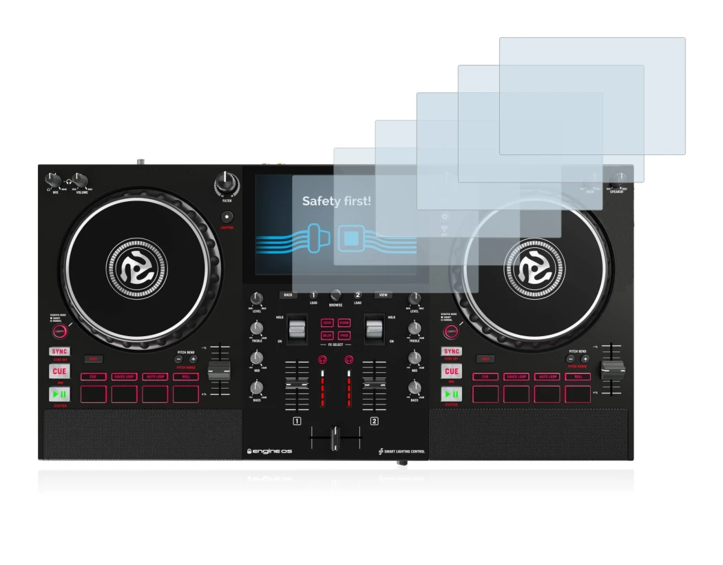 Immagine del dispositivo Numark Mixstream Pro con un'ampia varietà di protezioni per lo schermo.