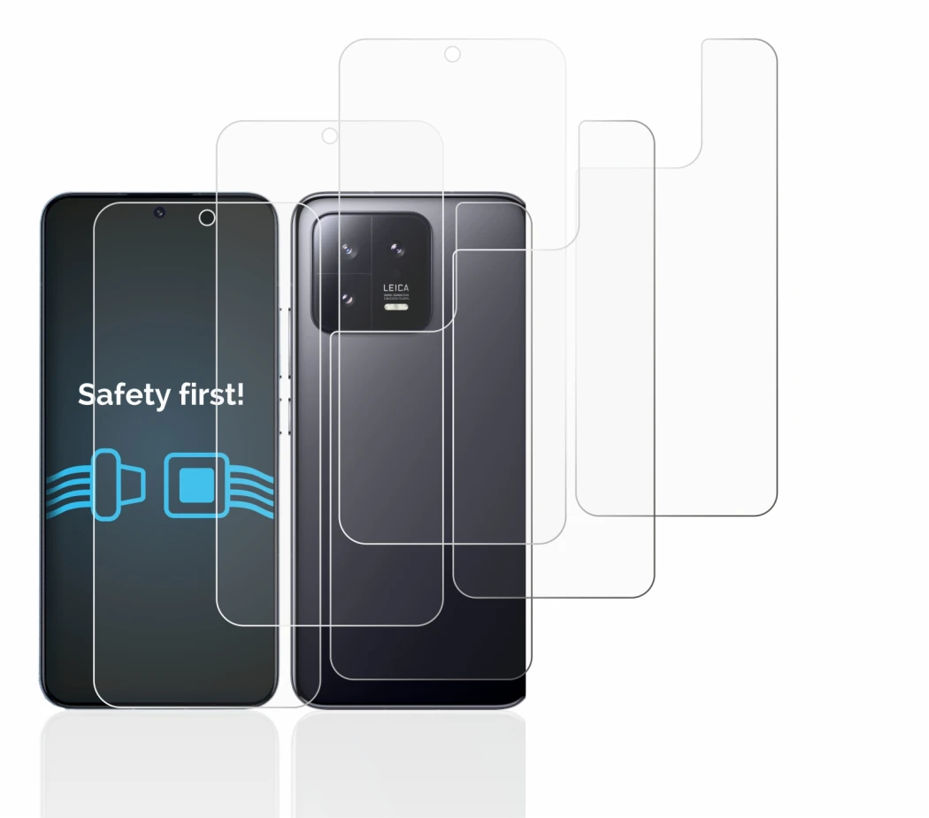 Immagine del dispositivo Xiaomi 13 (Fronte+Retro) con un'ampia varietà di protezioni per lo schermo.