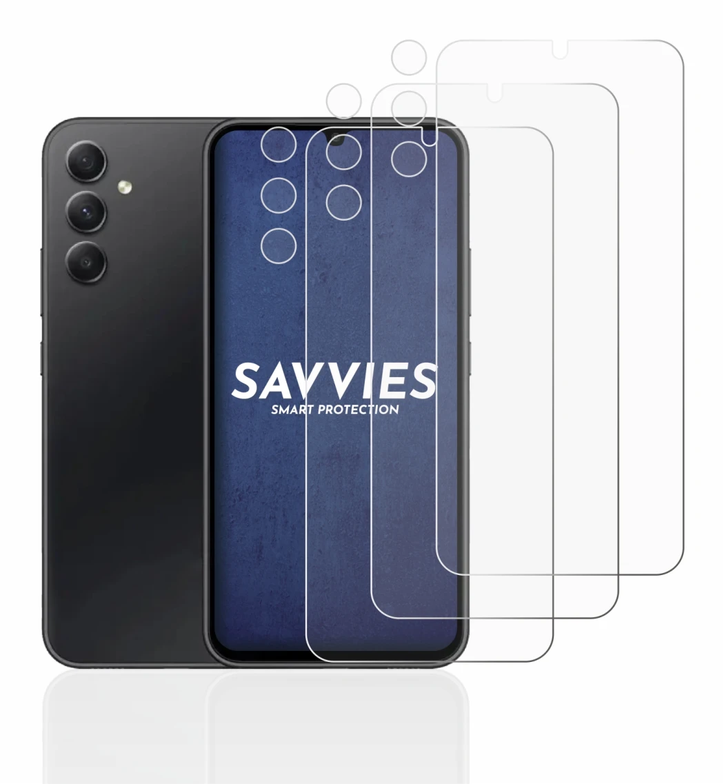 Immagine del dispositivo Samsung Galaxy A34 5G (Fronte+Fotocamera) con un'ampia varietà di protezioni per lo schermo.