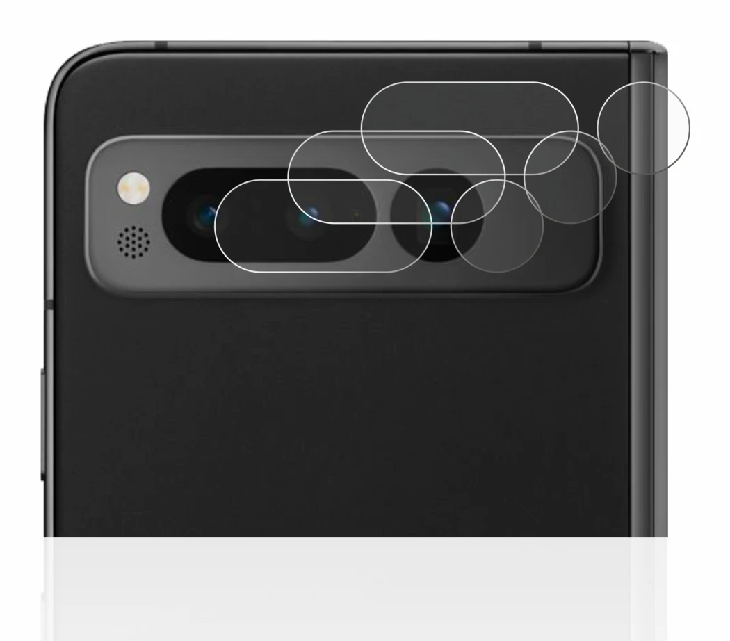 Immagine del dispositivo Google Pixel Fold (SOLO Fotocamera) con un'ampia varietà di protezioni per lo schermo.