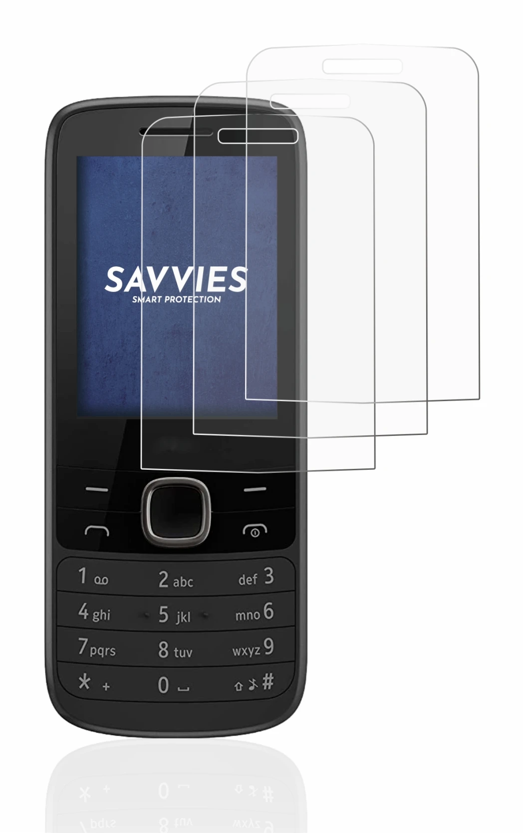 Immagine del dispositivo Nokia 225 4G con un'ampia varietà di protezioni per lo schermo.
