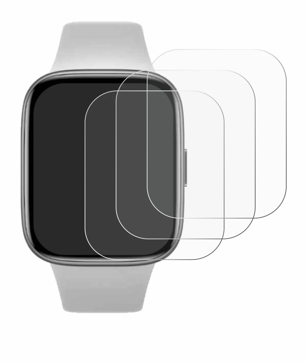Immagine del dispositivo Xiaomi Redmi Watch 3 Active con un'ampia varietà di protezioni per lo schermo.