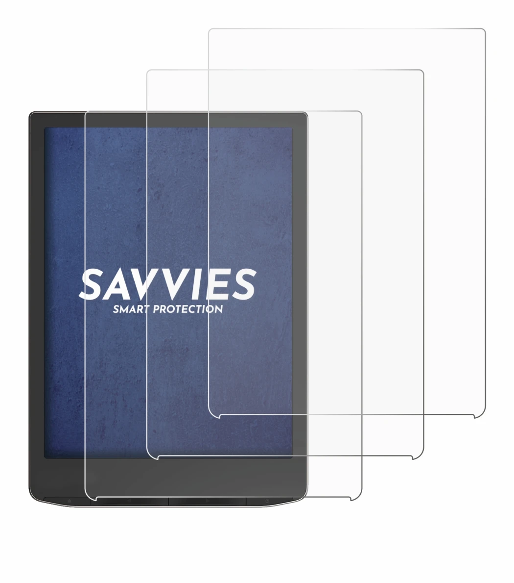 Immagine del dispositivo PocketBook InkPad 4 con un'ampia varietà di protezioni per lo schermo.
