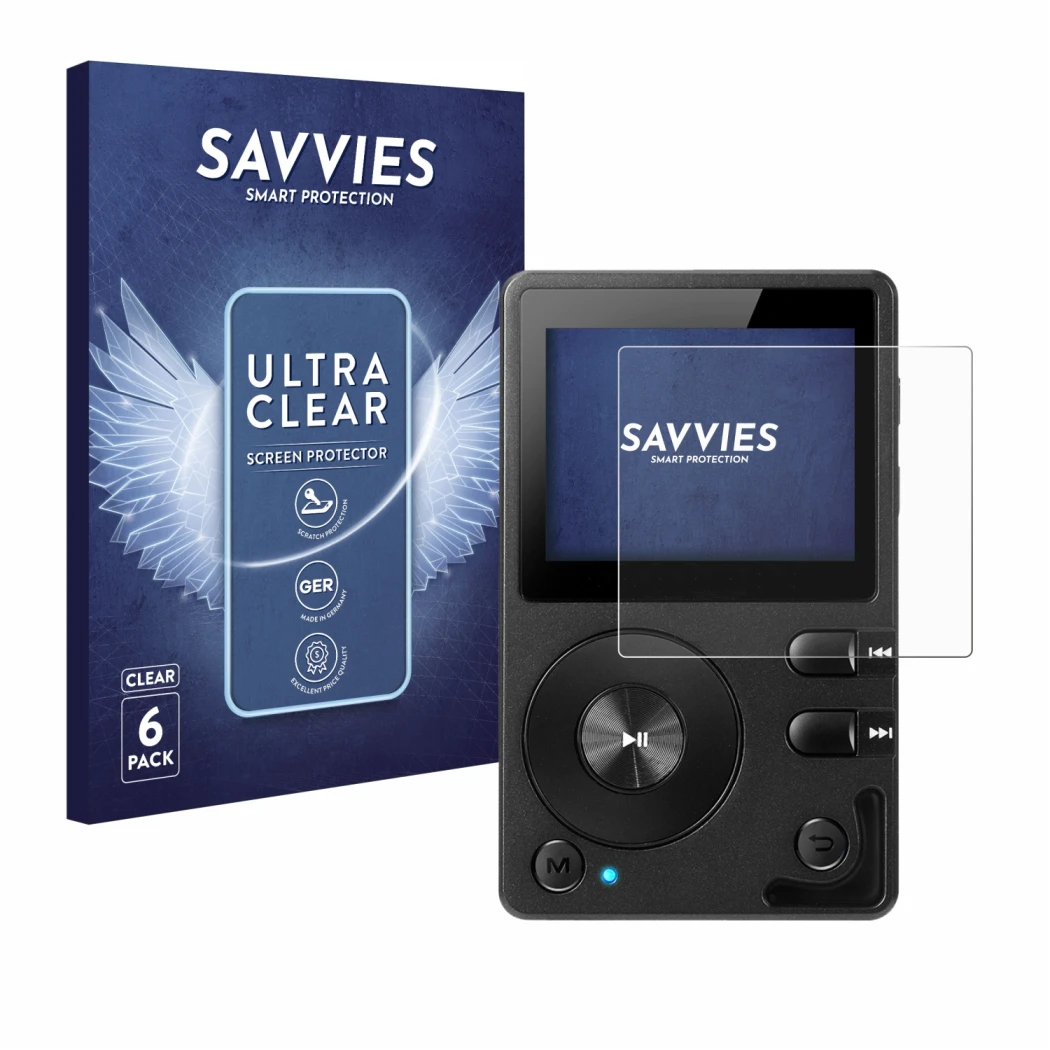 Parte frontale di una confezione del prodotto con il logo del marchio Savvies. Accanto è raffigurato il dispositivo Hifi Walke