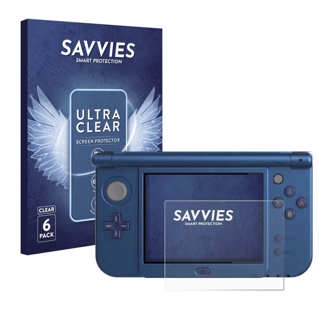 Parte frontale di una confezione del prodotto con il logo del marchio Savvies. Accanto è raffigurato il dispositivo Nintendo N