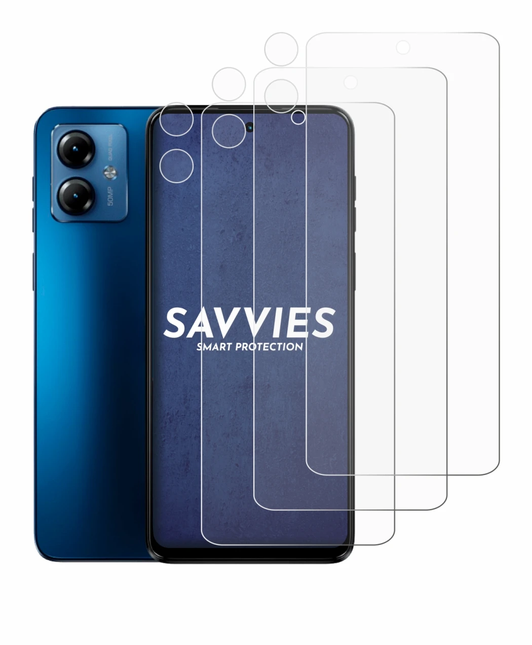 Immagine del dispositivo Motorola Moto G14 (Fronte+Fotocamera) con un'ampia varietà di protezioni per lo schermo.