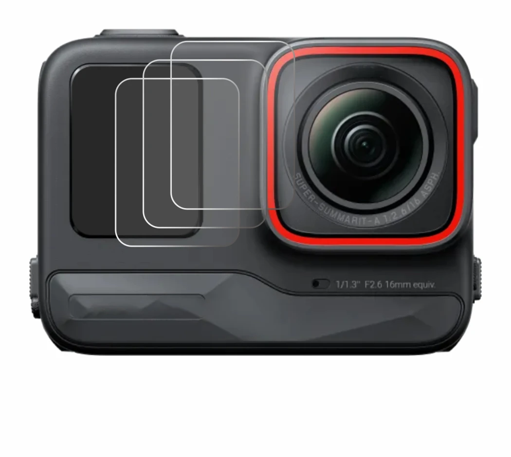 Immagine del dispositivo Insta360 Ace Pro (Fronte Display) con un'ampia varietà di protezioni per lo schermo.