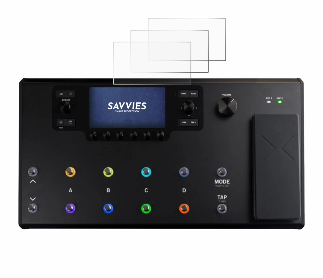 Immagine del dispositivo Line 6 Helix LT con un'ampia varietà di protezioni per lo schermo.