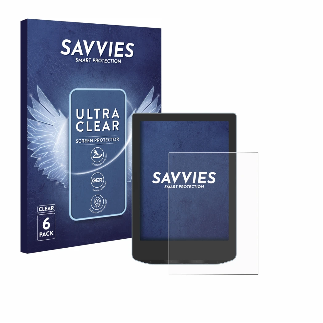 Parte frontale di una confezione del prodotto con il logo del marchio Savvies. Accanto è raffigurato il dispositivo Vivlio Lig