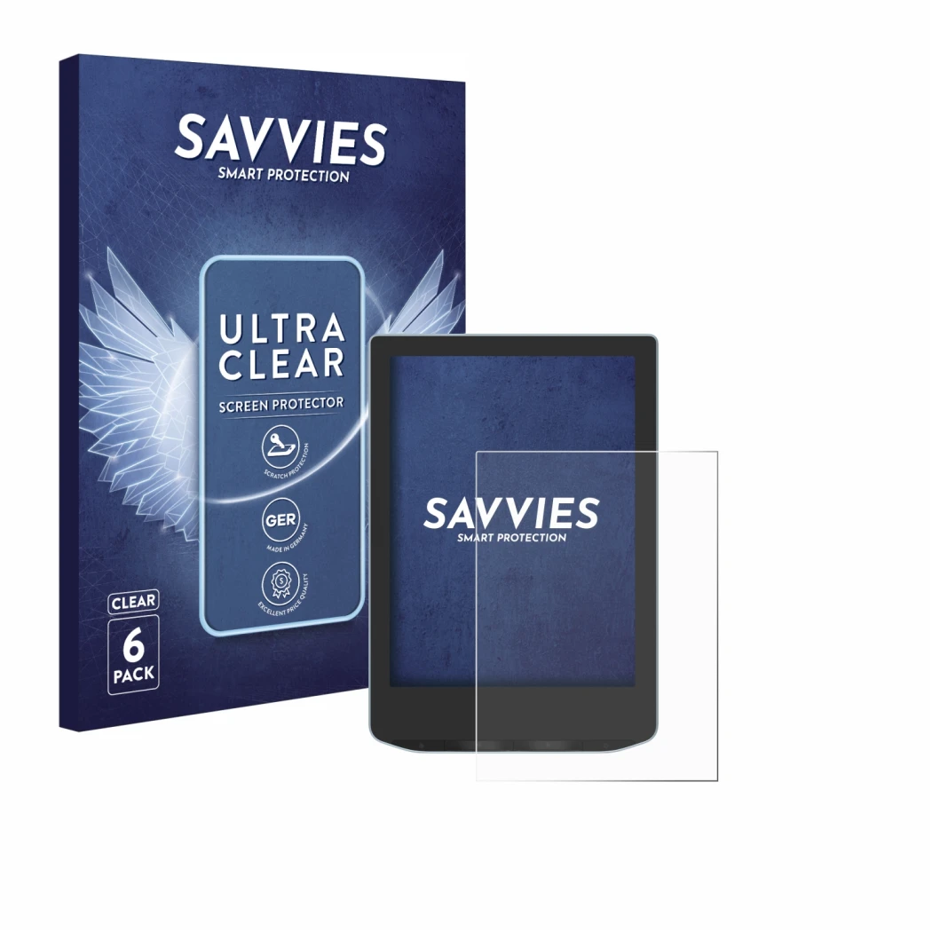 Parte frontale di una confezione del prodotto con il logo del marchio Savvies. Accanto è raffigurato il dispositivo Vivlio Lig