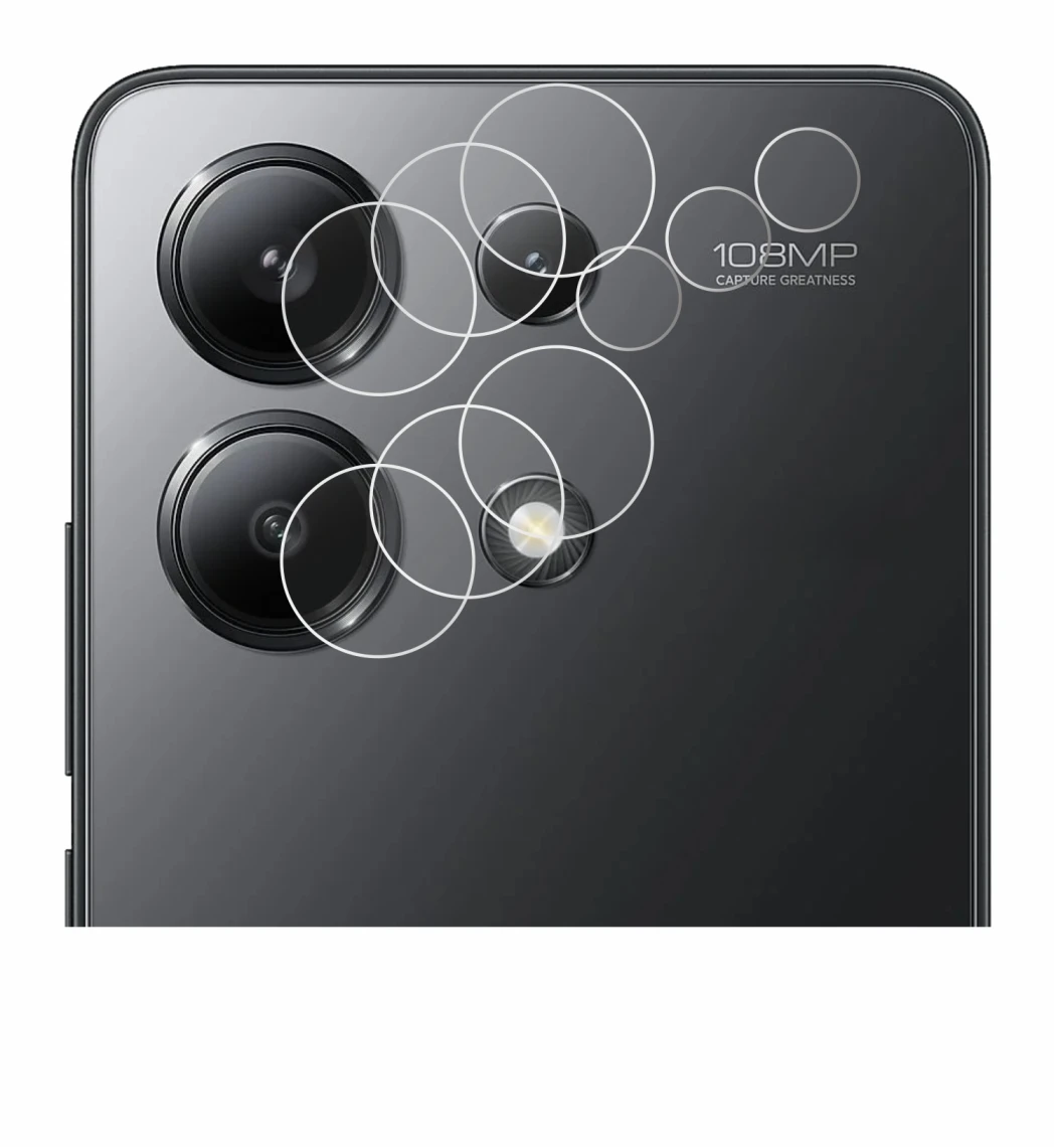 Immagine del dispositivo Xiaomi Redmi Note 13 (SOLO Fotocamera) con un'ampia varietà di protezioni per lo schermo.