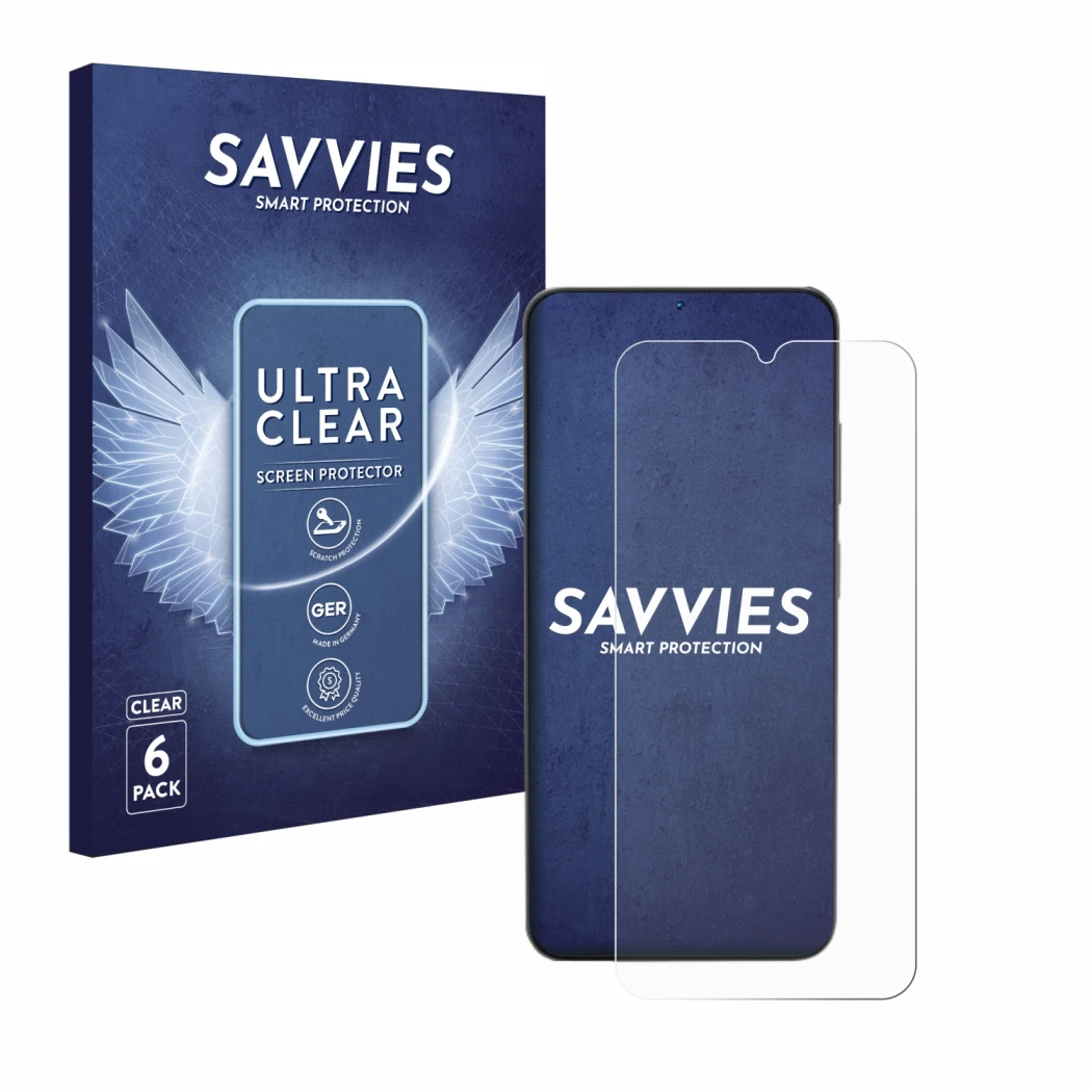Parte frontale di una confezione del prodotto con il logo del marchio Savvies. Accanto è raffigurato il dispositivo Doogee N55