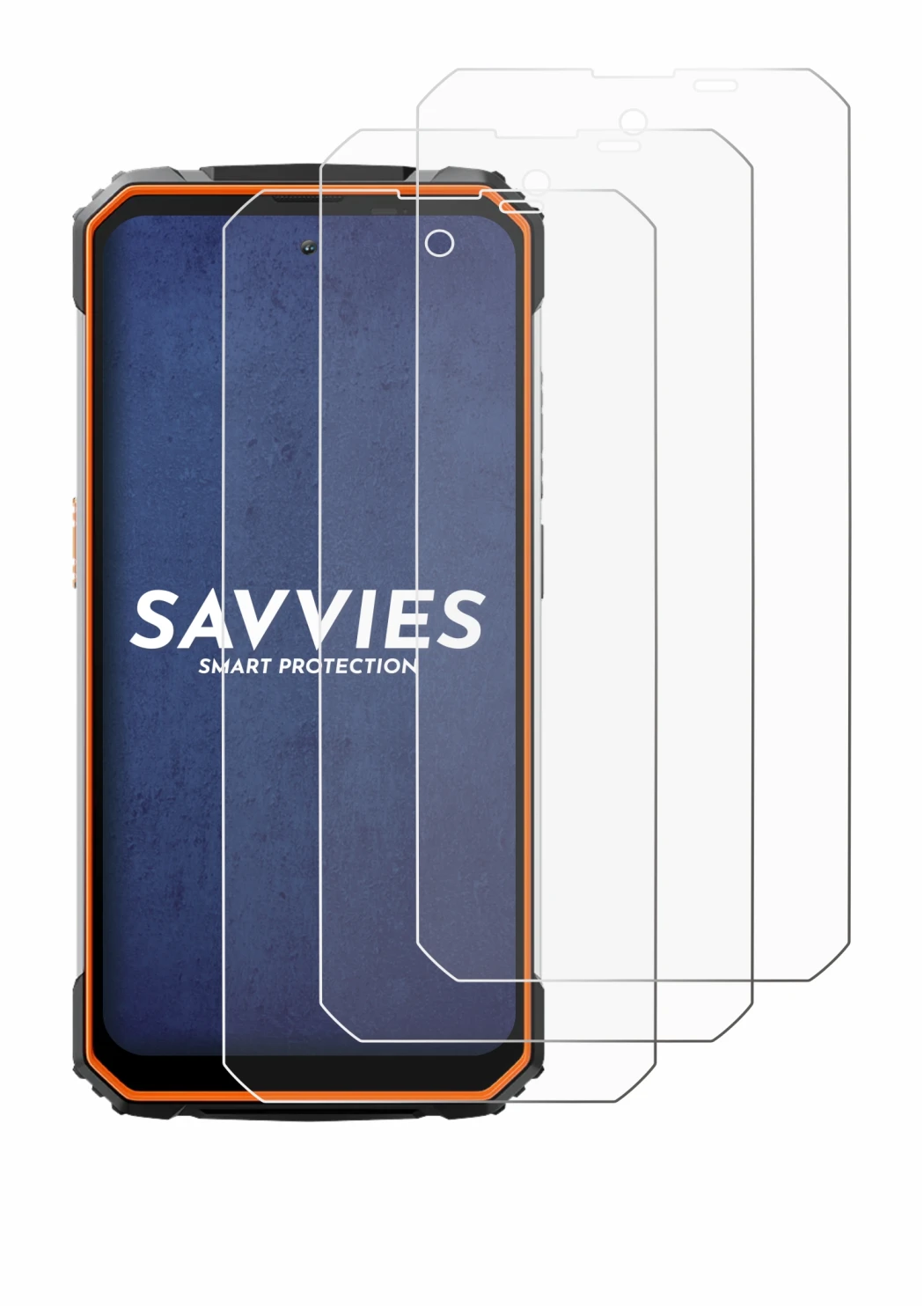 Immagine del dispositivo Blackview BV8100 con un'ampia varietà di protezioni per lo schermo.