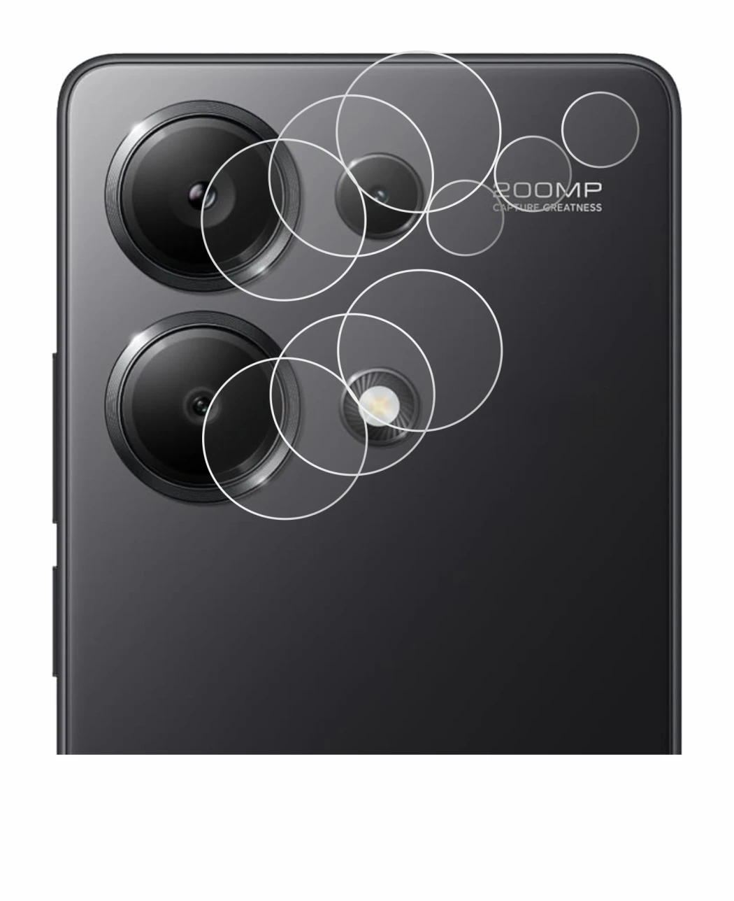 Immagine del dispositivo Xiaomi Redmi Note 13 Pro 4G (SOLO Fotocamera) con un'ampia varietà di protezioni per lo schermo.