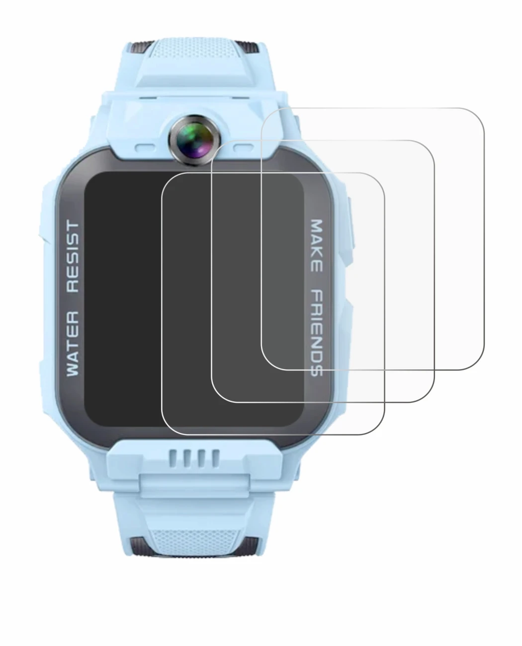 Immagine del dispositivo Imoo Watch Phone Z7 con un'ampia varietà di protezioni per lo schermo.