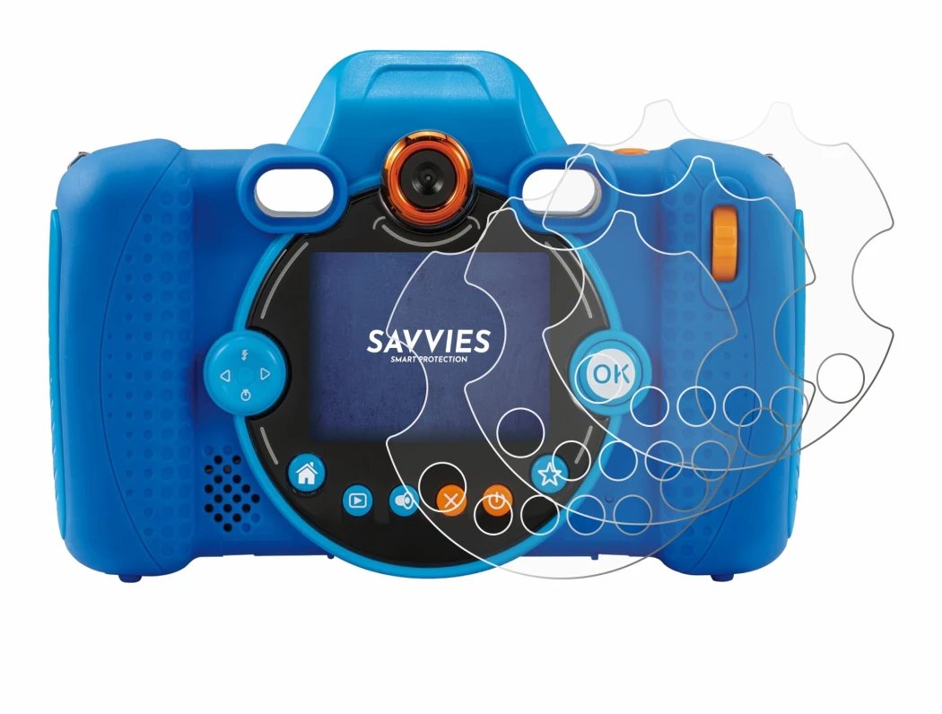Immagine del dispositivo Vtech Kidizoom Duo FX con un'ampia varietà di protezioni per lo schermo.