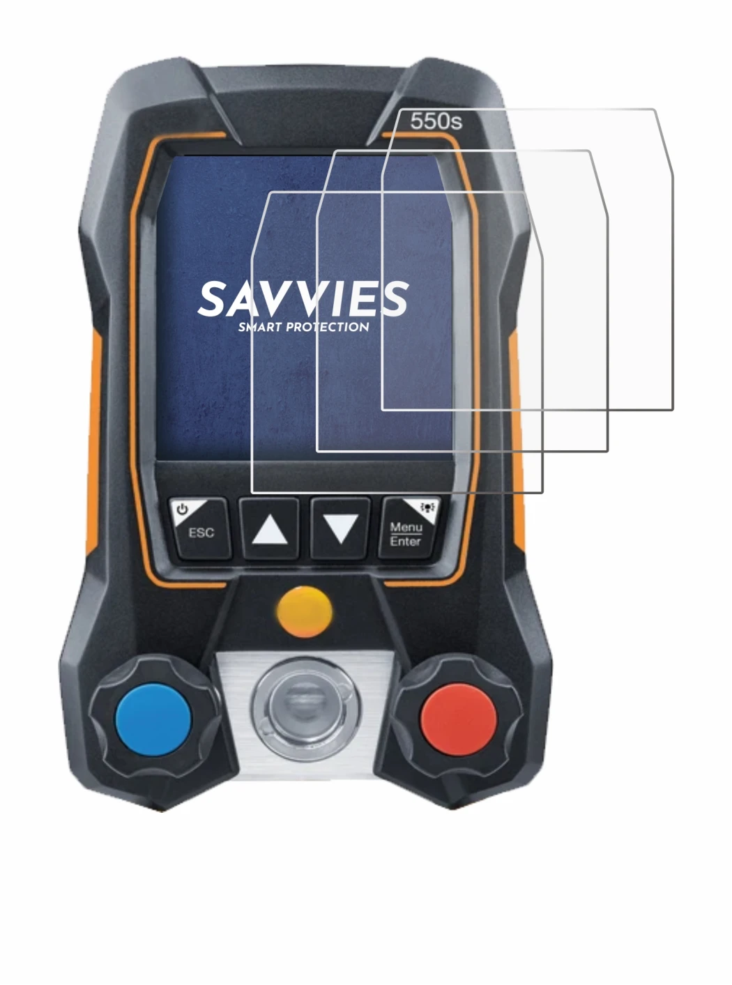 Immagine del dispositivo Testo 550s con un'ampia varietà di protezioni per lo schermo.