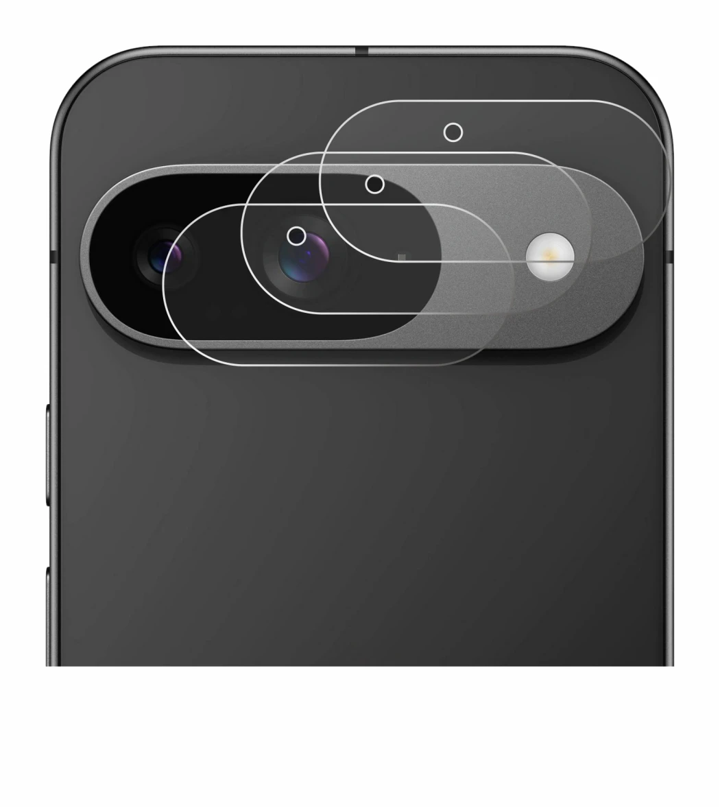 Immagine del dispositivo Google Pixel 9 (SOLO Fotocamera) con un'ampia varietà di protezioni per lo schermo.
