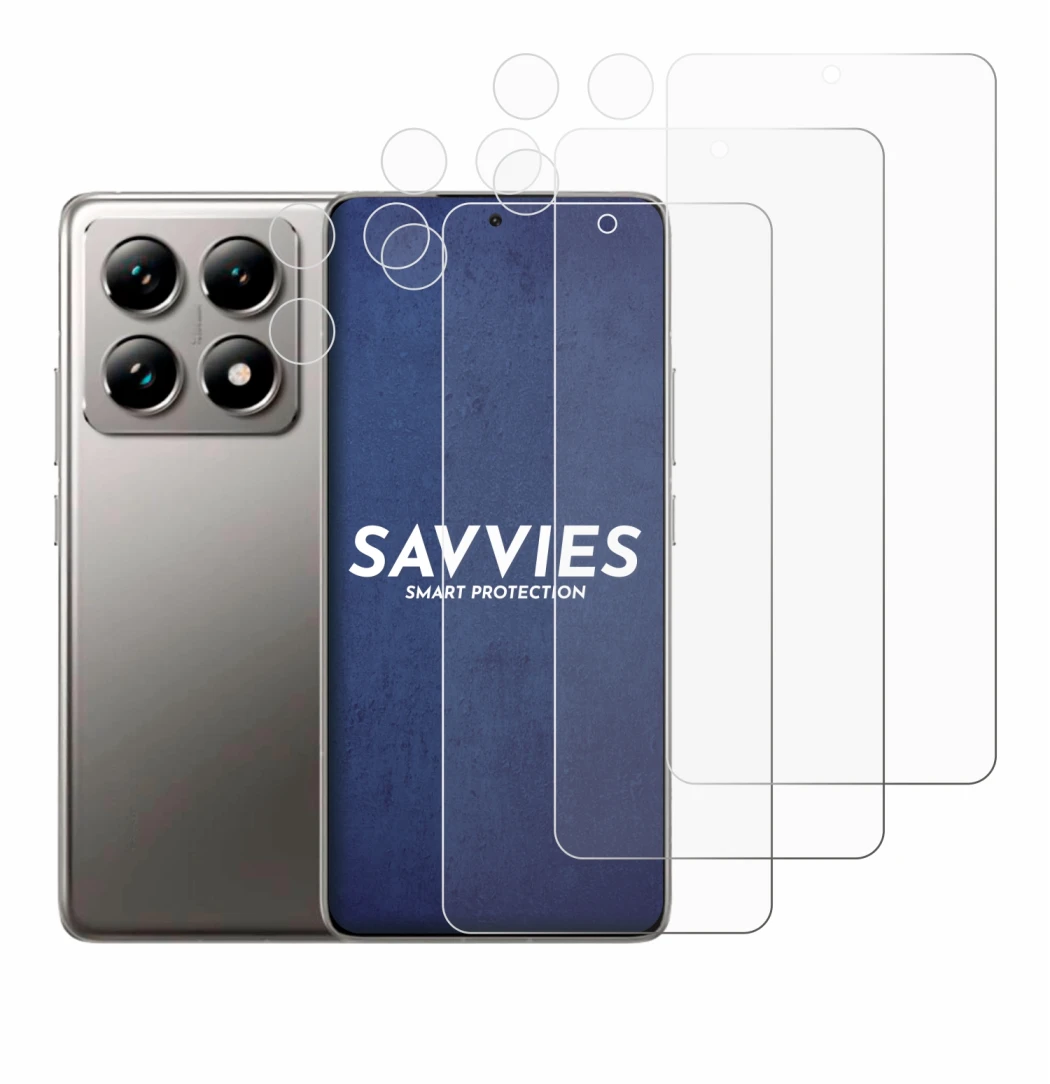 Immagine del dispositivo Xiaomi 14T (Fronte+Fotocamera) con un'ampia varietà di protezioni per lo schermo.