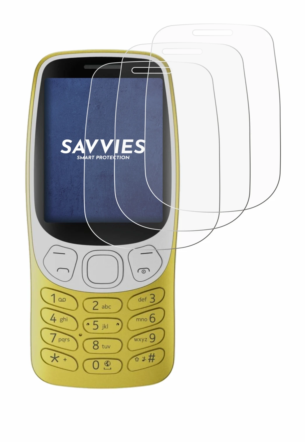 Immagine del dispositivo Nokia 3210 con un'ampia varietà di protezioni per lo schermo.