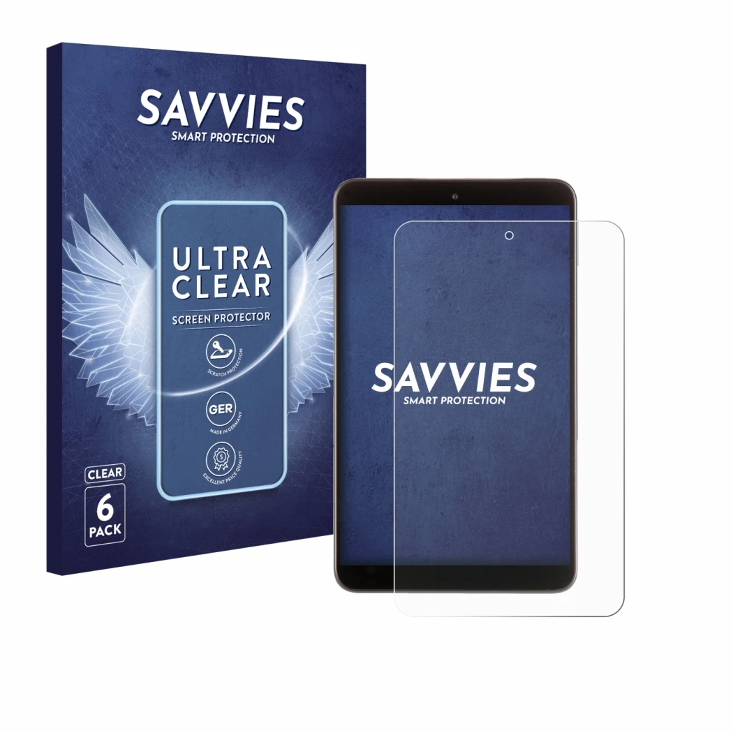 Parte frontale di una confezione del prodotto con il logo del marchio Savvies. Accanto è raffigurato il dispositivo Nokia T10 
