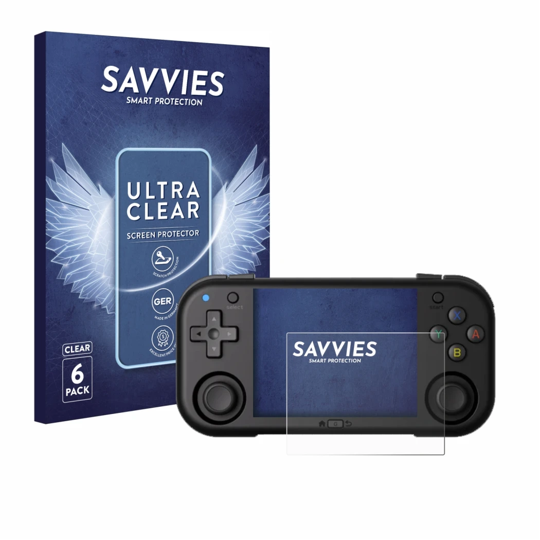 Parte frontale di una confezione del prodotto con il logo del marchio Savvies. Accanto è raffigurato il dispositivo Magicx Min