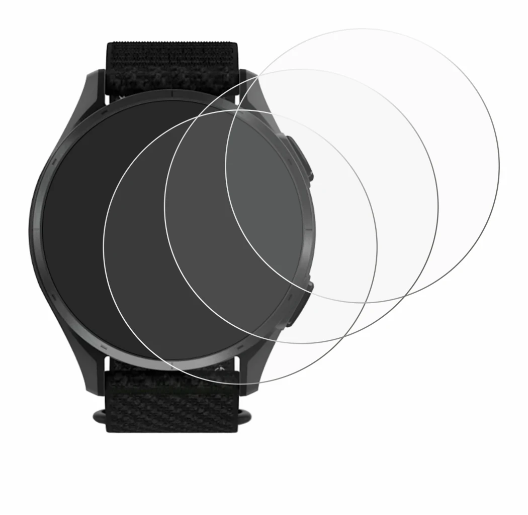 Immagine del dispositivo Garmin Approach S50 con un'ampia varietà di protezioni per lo schermo.