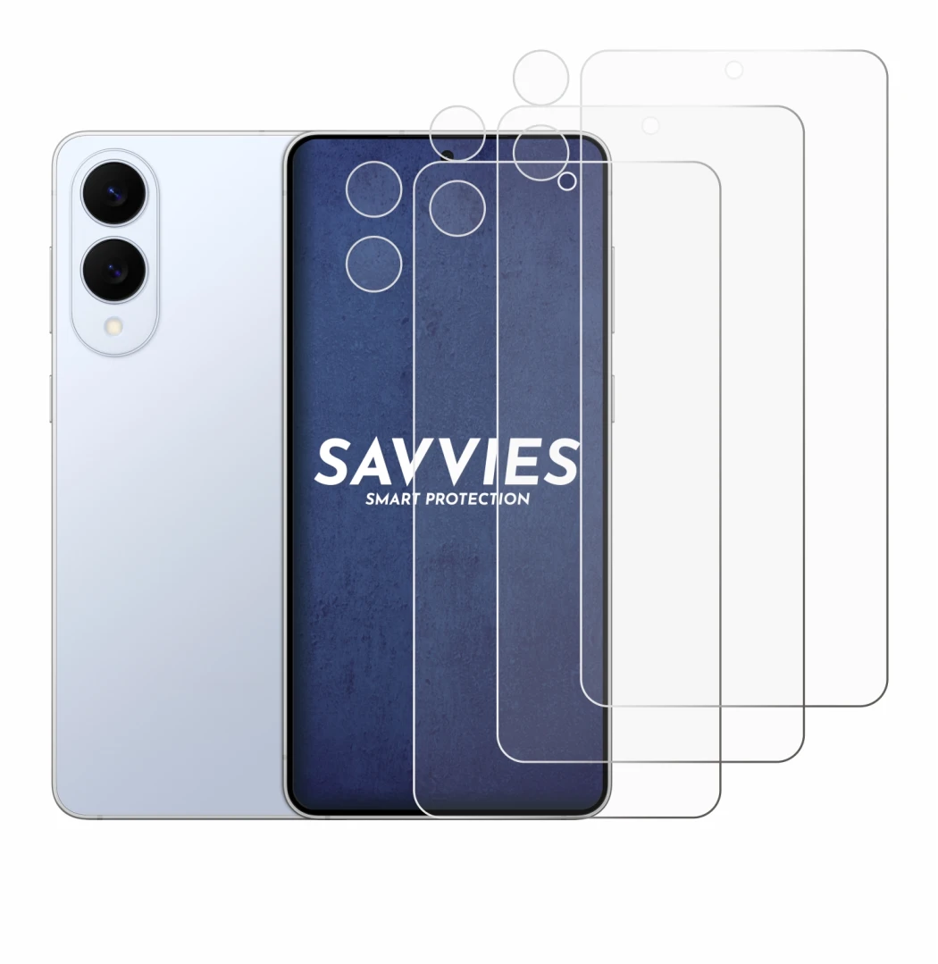 Immagine del dispositivo Samsung Galaxy S25 Edge (Fronte+Fotocamera) con un'ampia varietà di protezioni per lo schermo.