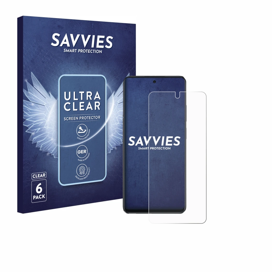 Parte frontale di una confezione del prodotto con il logo del marchio Savvies. Accanto è raffigurato il dispositivo Oppo A40 c