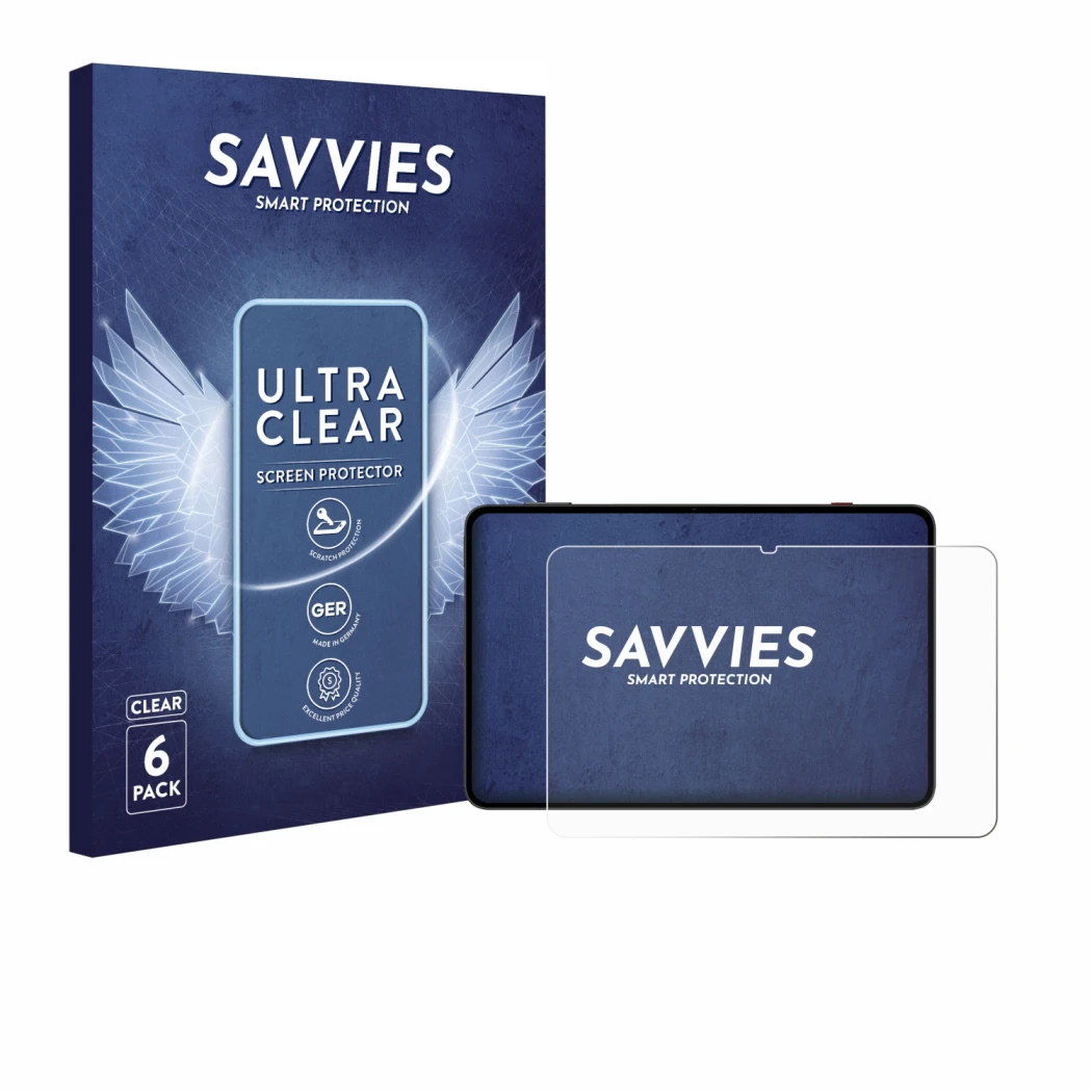 Parte frontale di una confezione del prodotto con il logo del marchio Savvies. Accanto è raffigurato il dispositivo Redmagic A